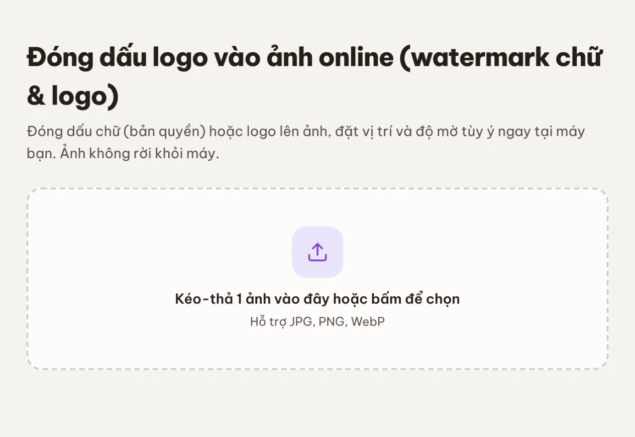 Khung kéo-thả để chọn một ảnh cần đóng dấu