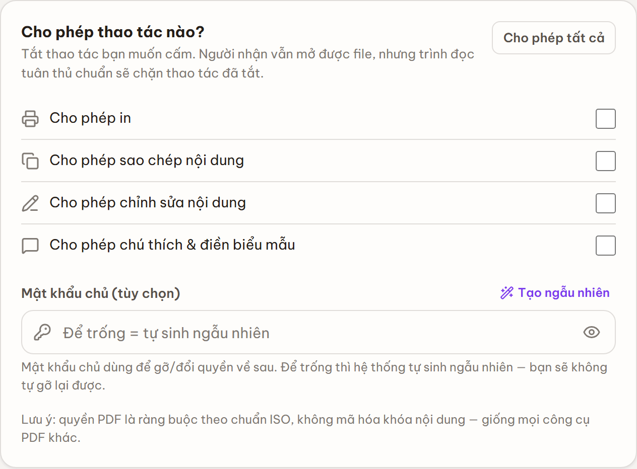 Khối Cho phép thao tác nào với bốn ô in, sao chép, chỉnh sửa, chú thích.