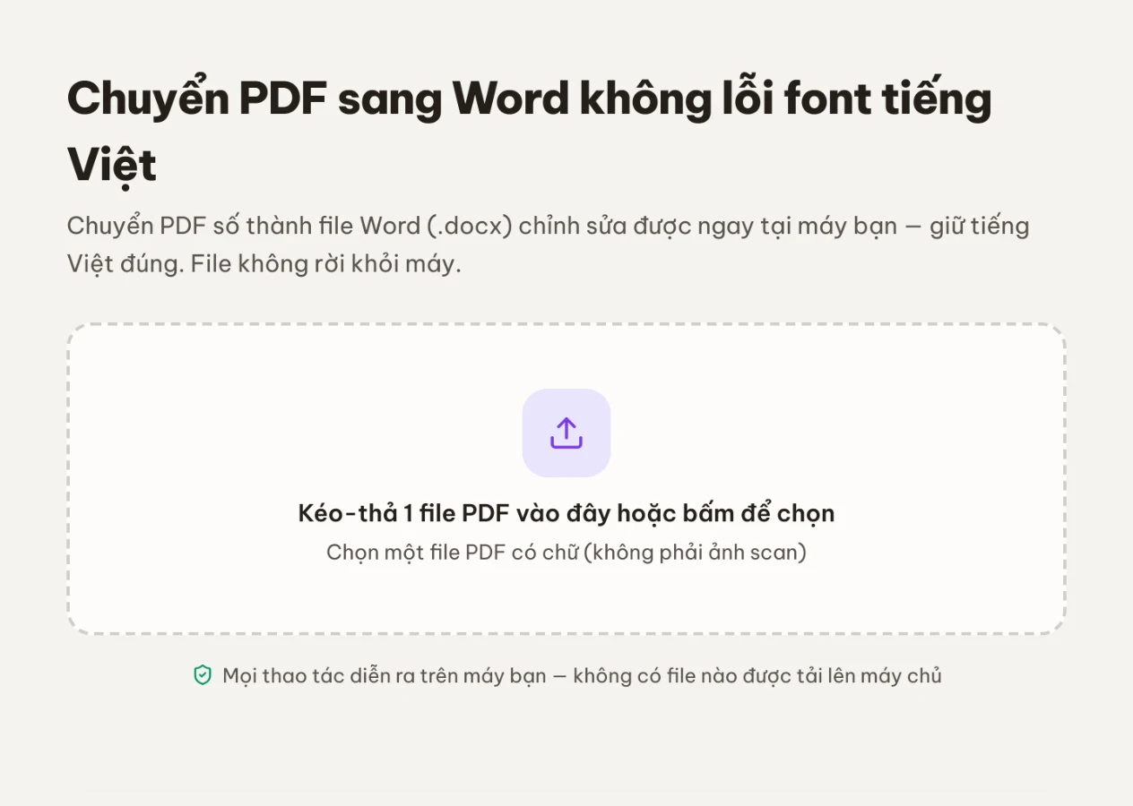 Màn chọn file của công cụ PDF sang Word