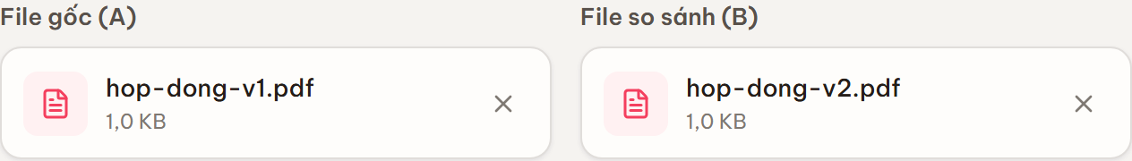 Chọn 2 file PDF cần so sánh vào ô File gốc (A) và File so sánh (B)